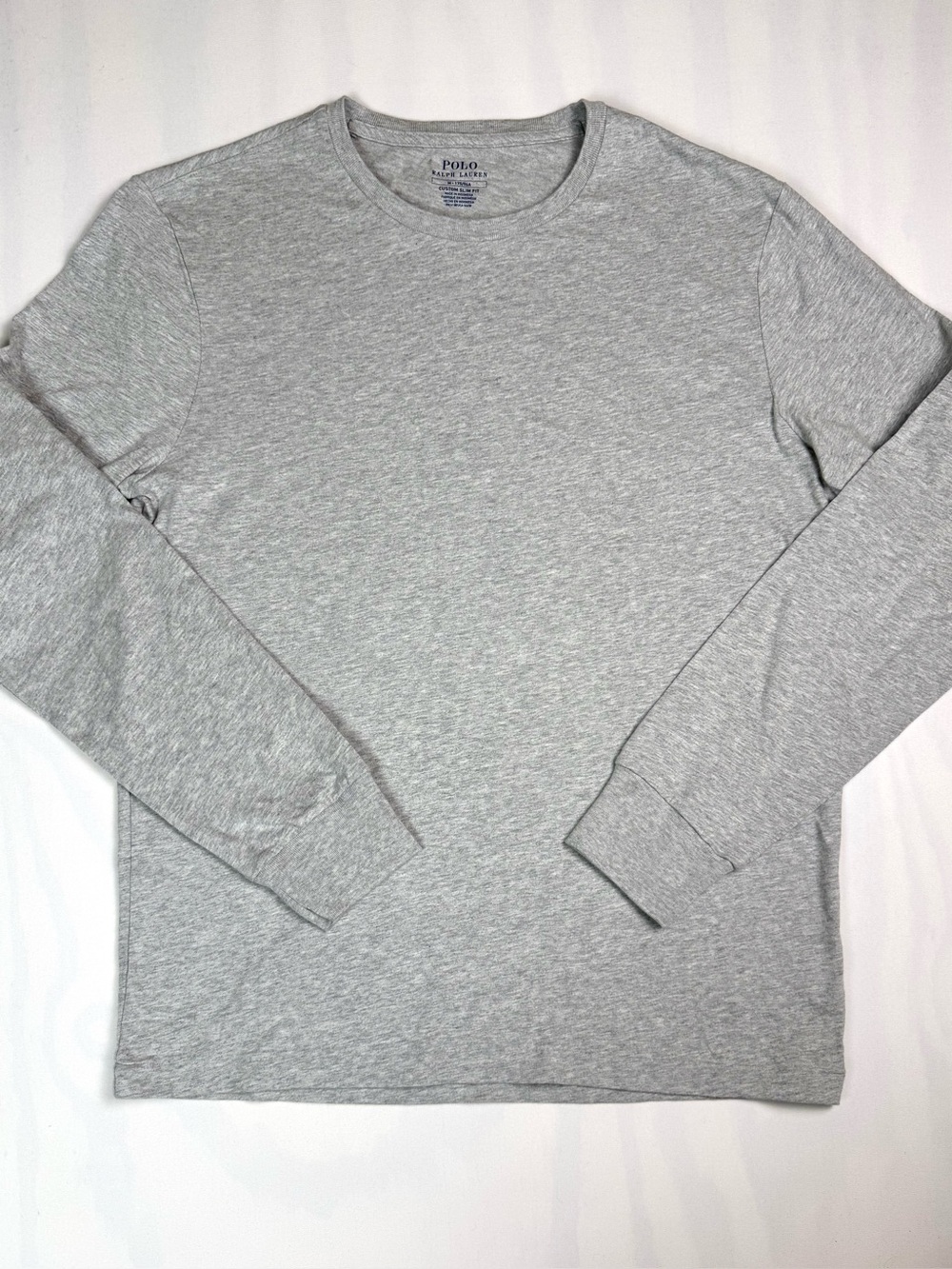 Polo Ralph Lauren Men’s M Gray Long Sleeve T-Shirt Custom Slim Fit Cotton
